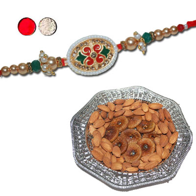 "RAKHIS -AD 4290 A (Single Rakhi), Dryfruit Thali - RD900 - Click here to View more details about this Product
